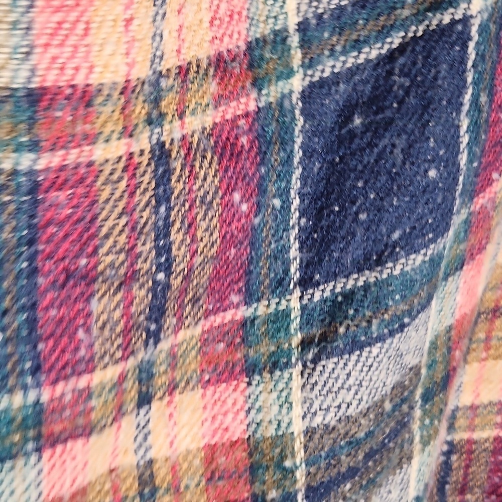 C Open Poncho Sweater Wrap One Size Plaid - Picture 5 of 12